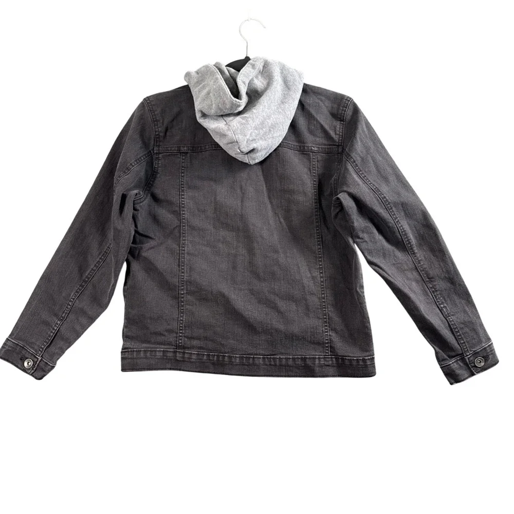 The Childrens‎ Place Denim Hooded Jacket Boys XL 14 Black Grey Trucker